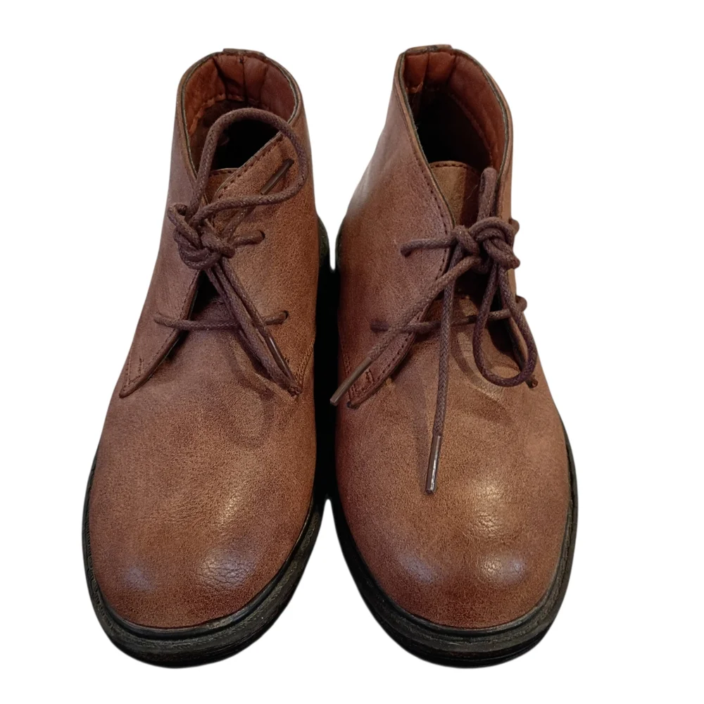EUC Xray Chukka Faux Brown Ankle Boots Lace‎ Up Manmade Round Toe Boy's Size 13